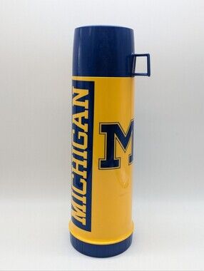 Thermos Yellow Maize Blue UofM University Of Michigan For Hot Liquids
